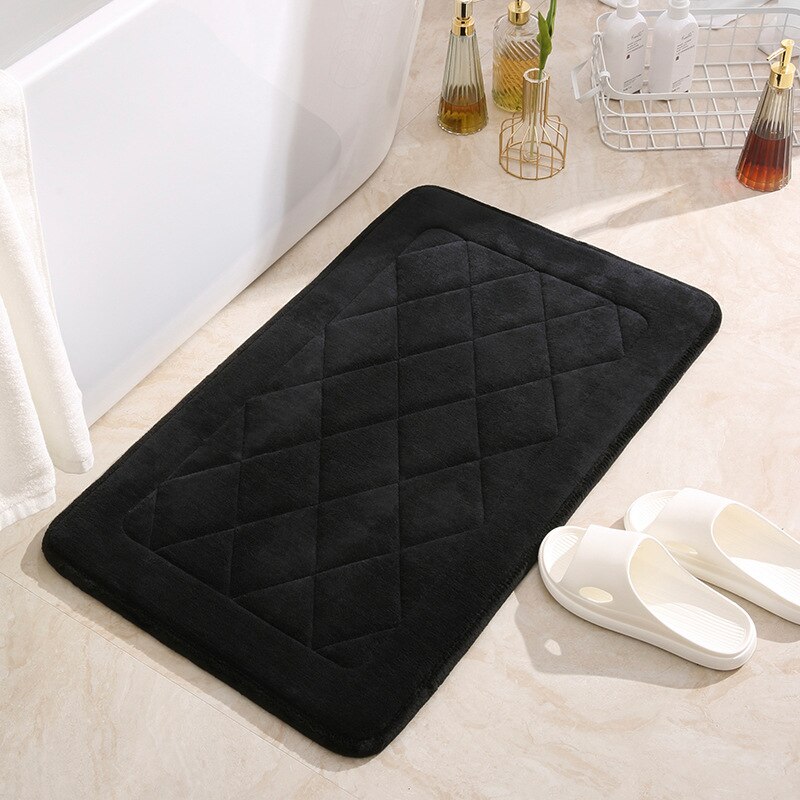 Moderno grosso anti-deslizamento tapete de banho espuma de memória tapetes de banho casa banho banho chuveiro banheira lado pés almofada lentamente rebote: black / 40x60cm