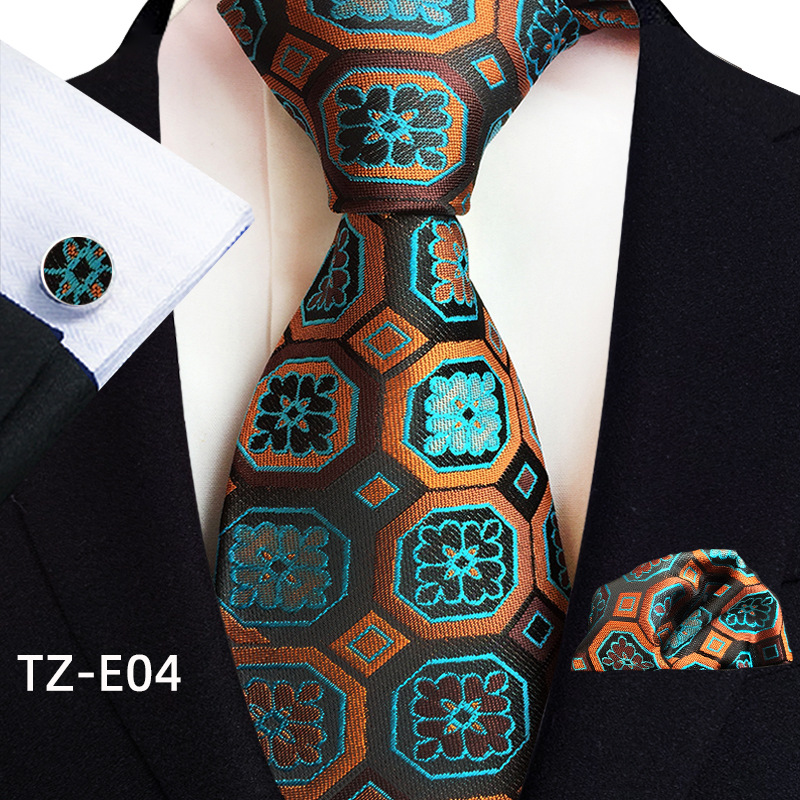Gold Paisley Silk Ties For Men Luxury 8cm Royal Striped Necktie Pocket Square Cufflinks Set Jacquard Weave Tie Suit Accessories: army green