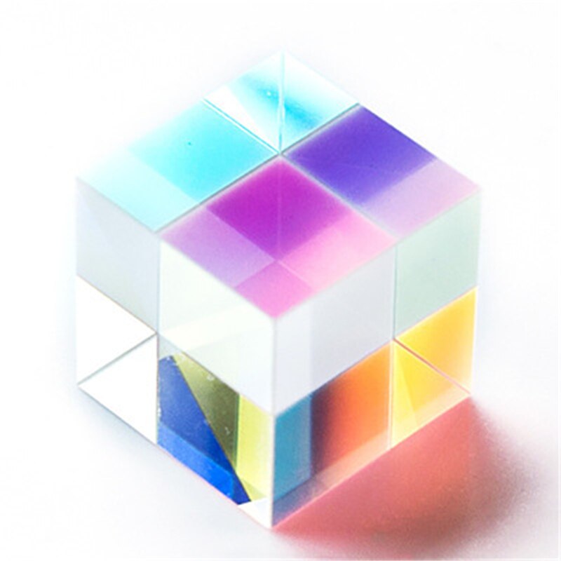 Prisma de cristal de seis lados brillantes, prismas divisorias de haz de luz, lentes de experimento óptico, accesorios de fotografía de arco iris, 20x20x20