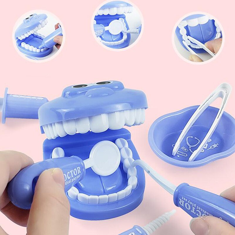 9Pcs Kids Kinderen Pretend Play Speelgoed Tandarts Controleren Tanden Model Set Rollenspel Learing Speelgoed