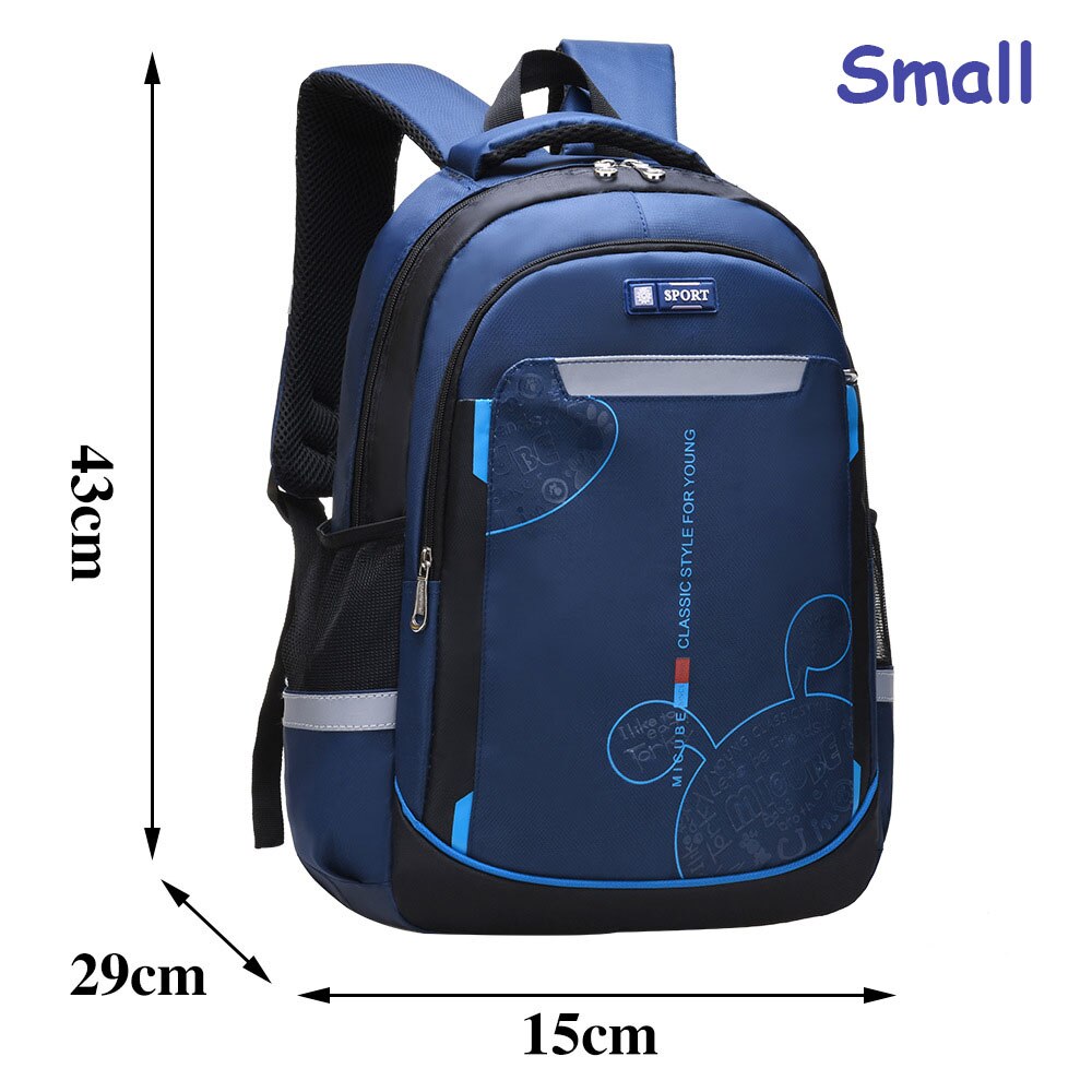 Sac à dos d'école pour adolescents, grande capacité, pour garçons et filles, avec dessin animé, pour hommes et femmes,: small  navy