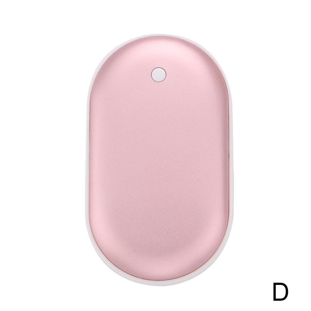 5000mAh USB Rechargeable Electric Hand Warmer Winter Mini Bank 1 Pocket 2 5V Long-Life Heating Power In Double-Side T0W0: rose gold