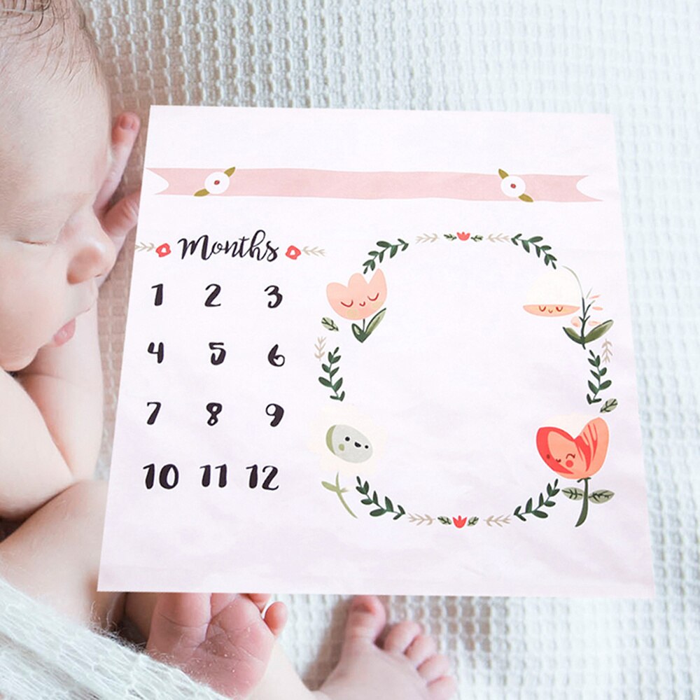 Monthly Milestone Blanket Newborn Photography Background Blanket Baby Shower Props(Colorful)