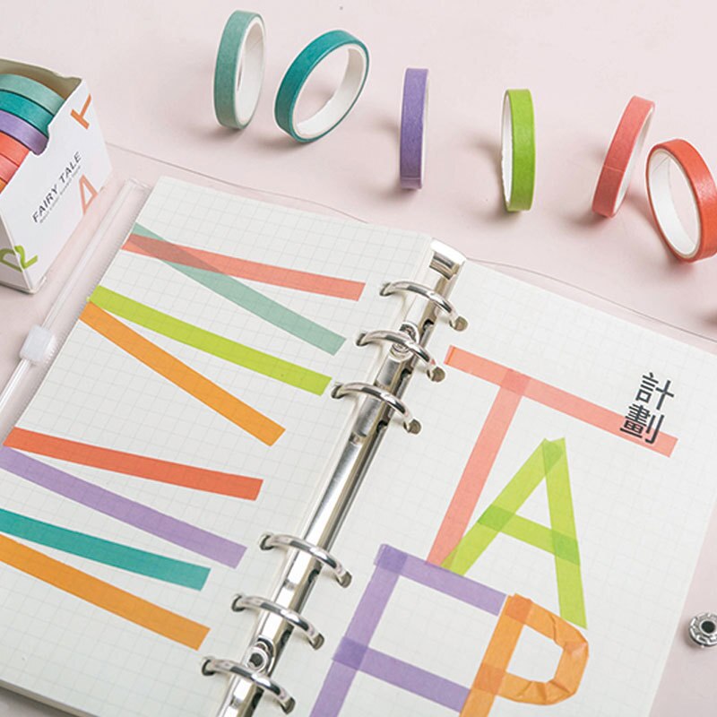 Grid Washi Tape Leuke Decoratieve Plakband Effen Kleur Afplakband Voor Stickers Scrapbooking Diy Briefpapier Tape