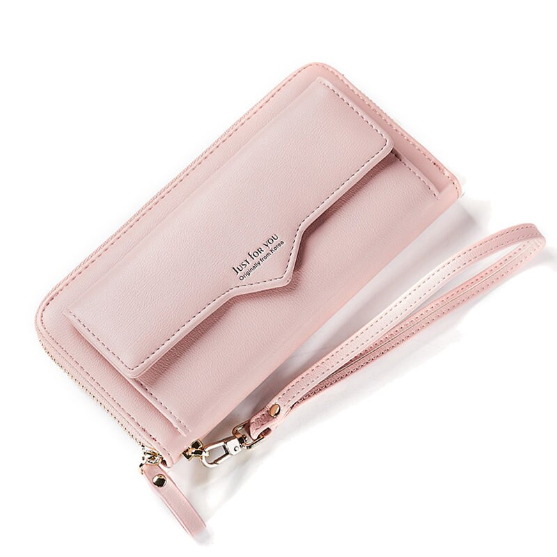 Brand Large Capacity Women Wallet Clutch Cell Phone Pocket Card Holder Long Wallets Female Wristband Ladies Handbag Purse: Pink