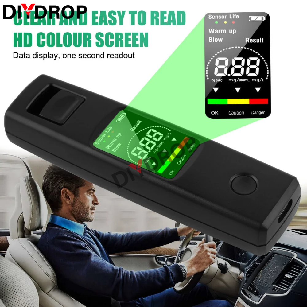 Digital Alcohol Tester with LCD Display Portable Charging Breathalyzer For Drunk Driving Alcohol Alcoholimeter