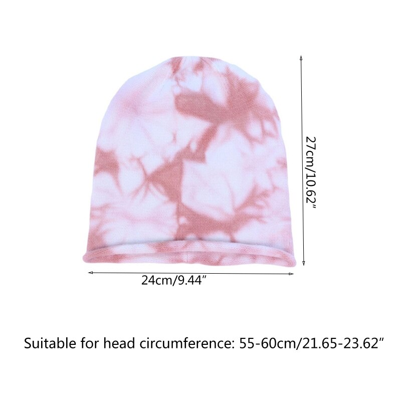 Unisex Hip Hop Elastische Gebreide Slouchy Beanie Hoed Gradiënt Tie-Dye Skull Cap