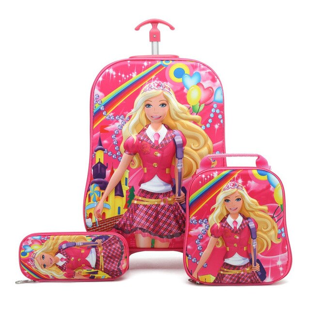 Neue Kinder Gepäck Rad Trolley Gepäck Jungen Mädchen Kinder Rucksack Schule Rucksack kinder Tasche Roll Beutel 3D Koffer