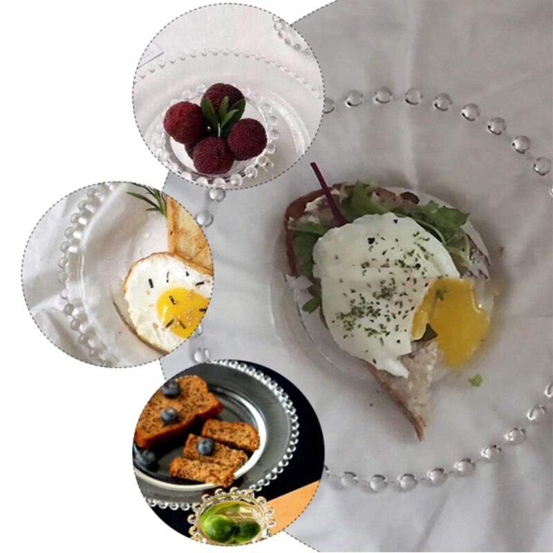 Practical Glass Dinner Plate Serving Platter Dish Glass Serving Dish Food Tray Party Platter for Fish Sushi Fruit Cheese(8 Inche