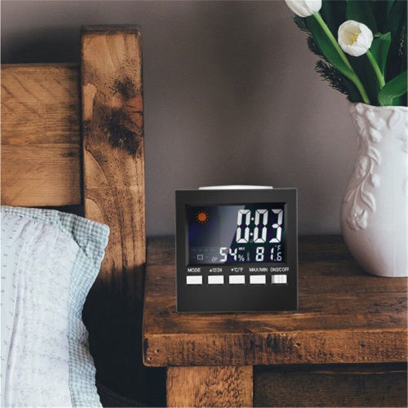 Digitale Display Thermometer vochtigheid klok Kleurrijke LCD Alarm Kalender Weer multi functionele elektronische klok weten de tijd