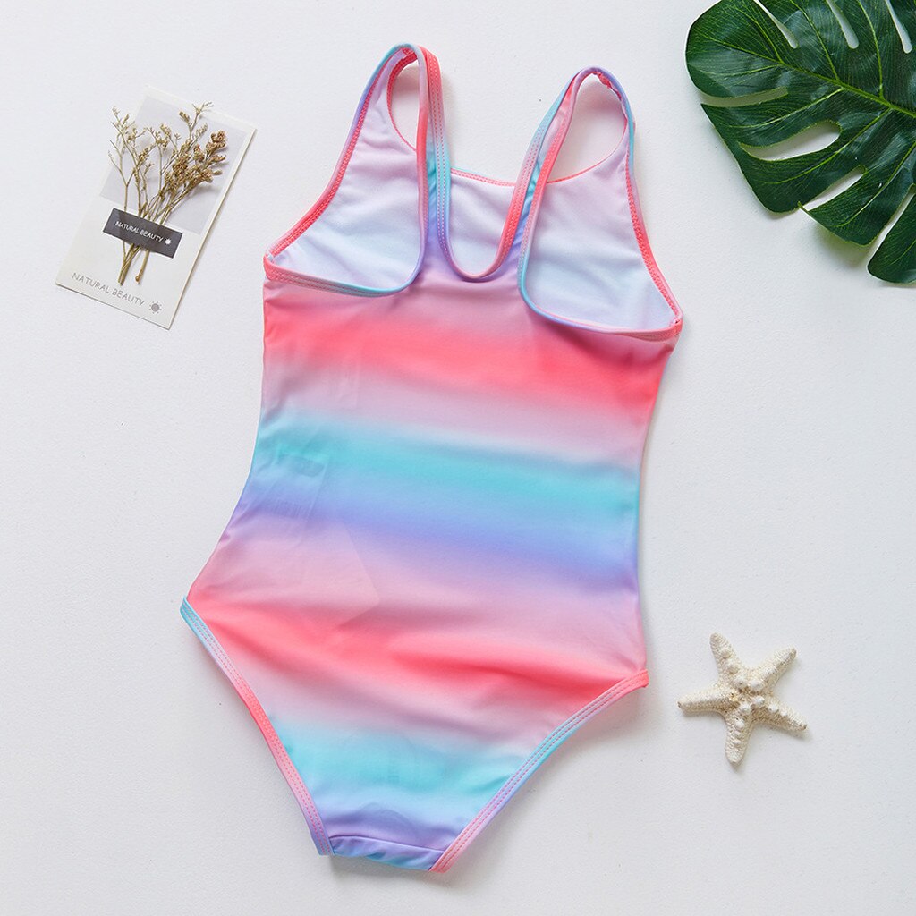 Toddler Baby Kids Girls Stripe Rainbow Swimwear Swimsuit Beach Romper Clothes baby swimwear child summer swimwear kids girl