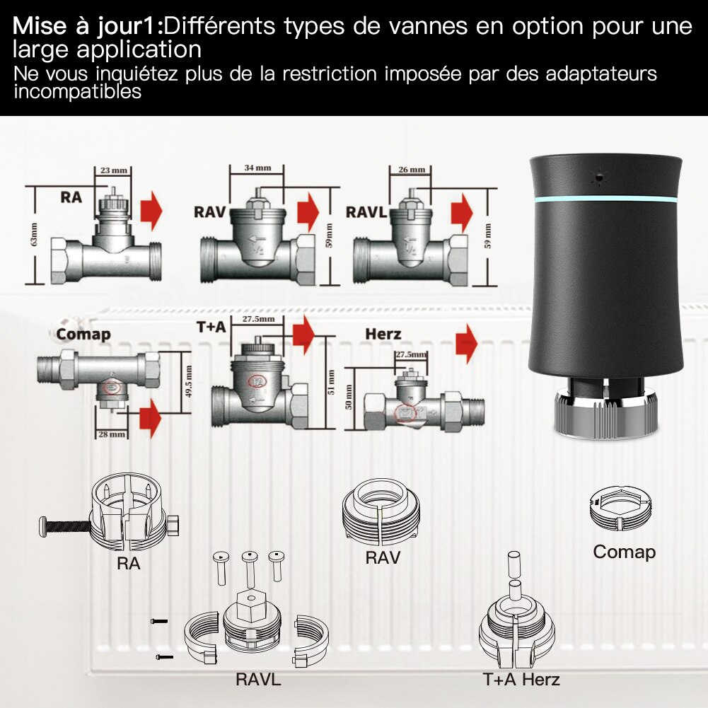 MoesHouse-Termostato ZigBee para radiador Tuya, controlador de temperatura inteligente programable TRV, válvula actuadora, control por voz con Alexa,