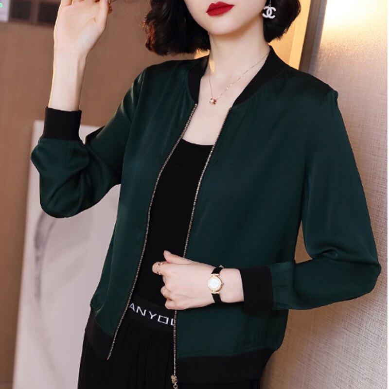Sommerjakke dame lange armer løse kåper basic jakker bomber tynne dame topper damejakke plus size 5xl klær: Grønn / Xxl