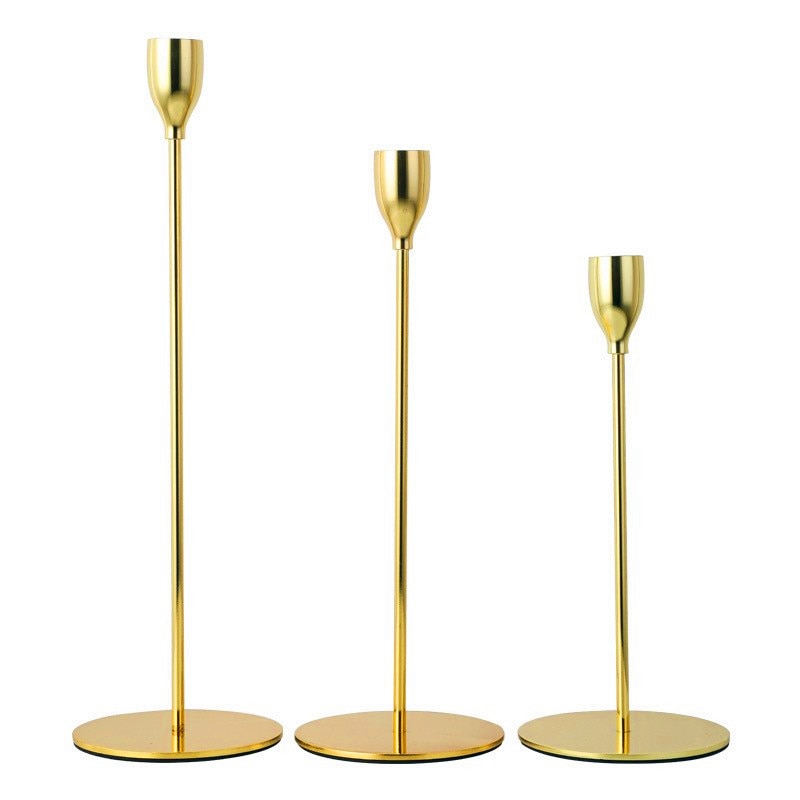 3 st/ set europeisk ljusstake i metall enkel guldbröllop dekoration bar fest vardagsrum dekoration heminredning: Guld-c set