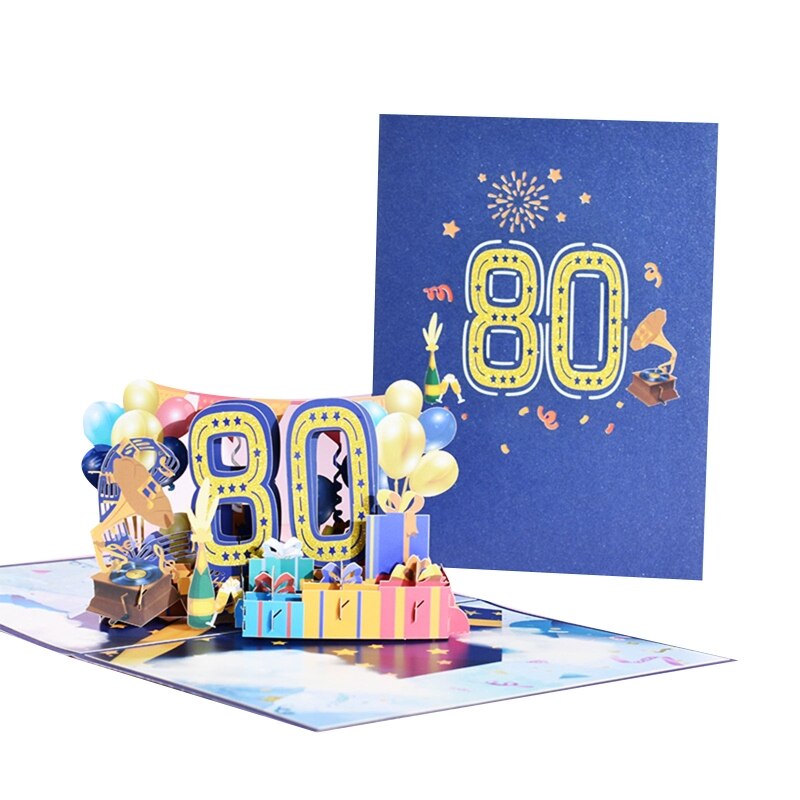 3D Pop Up Cards Romantic Anniversary Greeting Card 1st 10/18/20/30/40/100th Anniversary for Valentines Day Wedding All Occasion: 80th