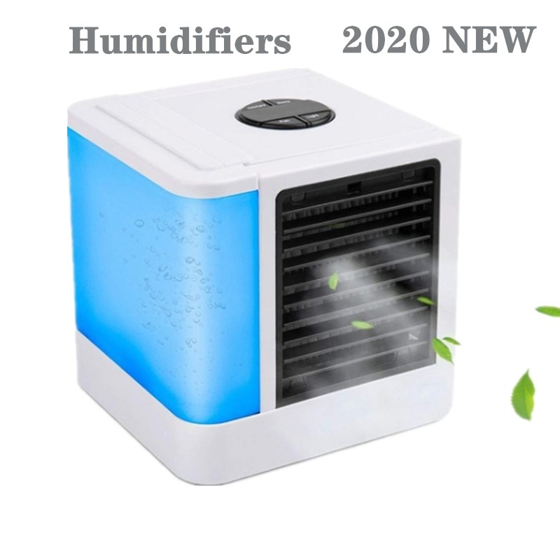 Luchtbevochtigers Mini Airconditioner Fans Usb Draagbare Luchtkoeler Tafel Ventilator Voor Office Koel Apparaat 7 Kleur Lichten