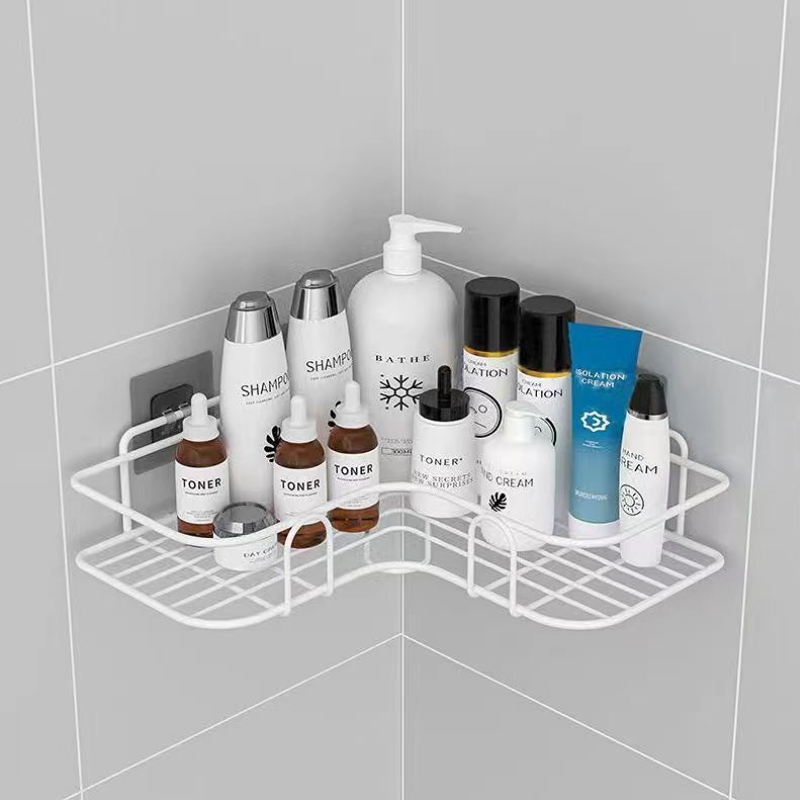 Keukenopslag badkamerplanken Organisator Aluminium Doucheplank Accessoires Shampoo Rek multi-scenario Geen boorplank: Lavendel