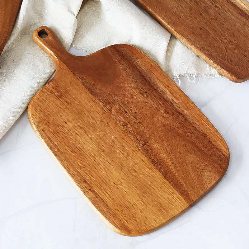 Bloques de cortar de madera de cocina de , tabla de cortar de haya, bandeja para Pizza, pan, fruta, Sushi, herramienta de cocina escreativa colgante