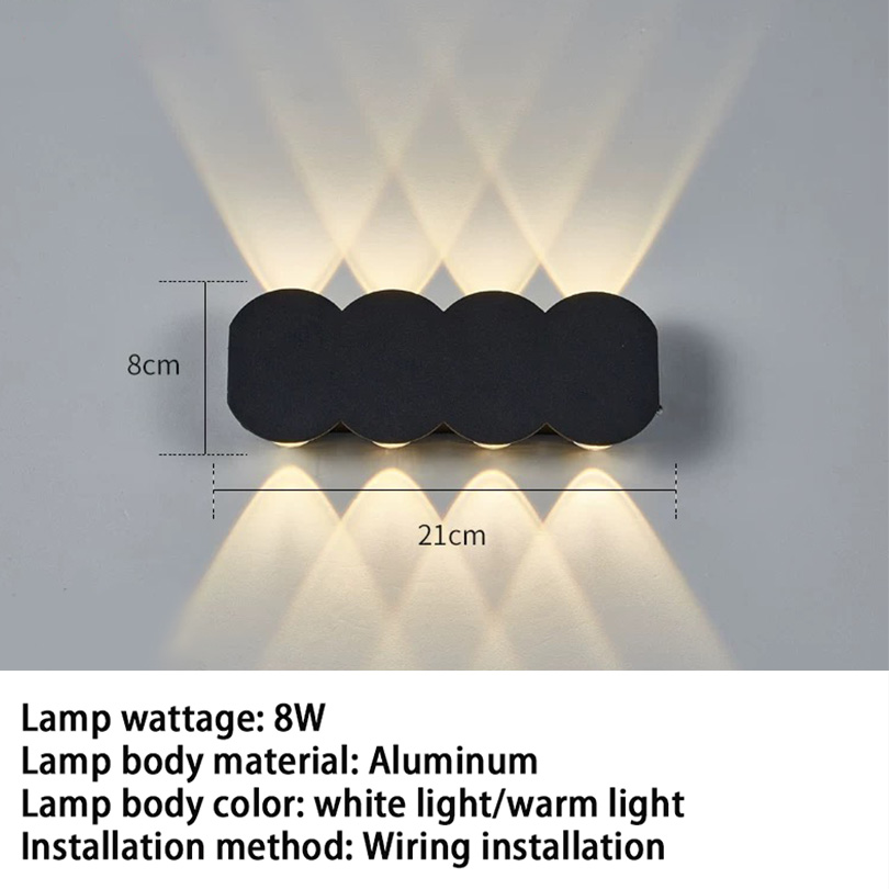 Aluminium led væglampe vandtæt  ip55 udendørs havelamper 8w 12w indendørs væglamper til soveværelse stue trappebelysning: Rgb / 6w