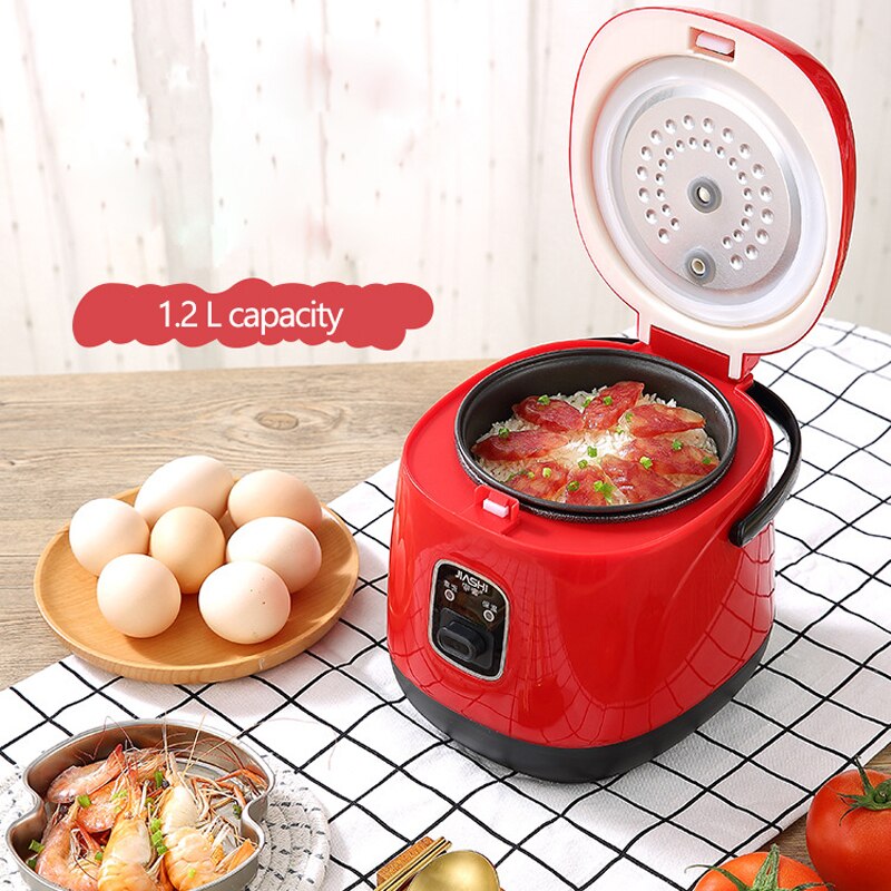 Kbxstart 1.2L Mini Electric Rice Cooker Lunch Box Multifunction Cooking Pot Non-stick Liner Food Steamer Stew Soup Porridge 200W