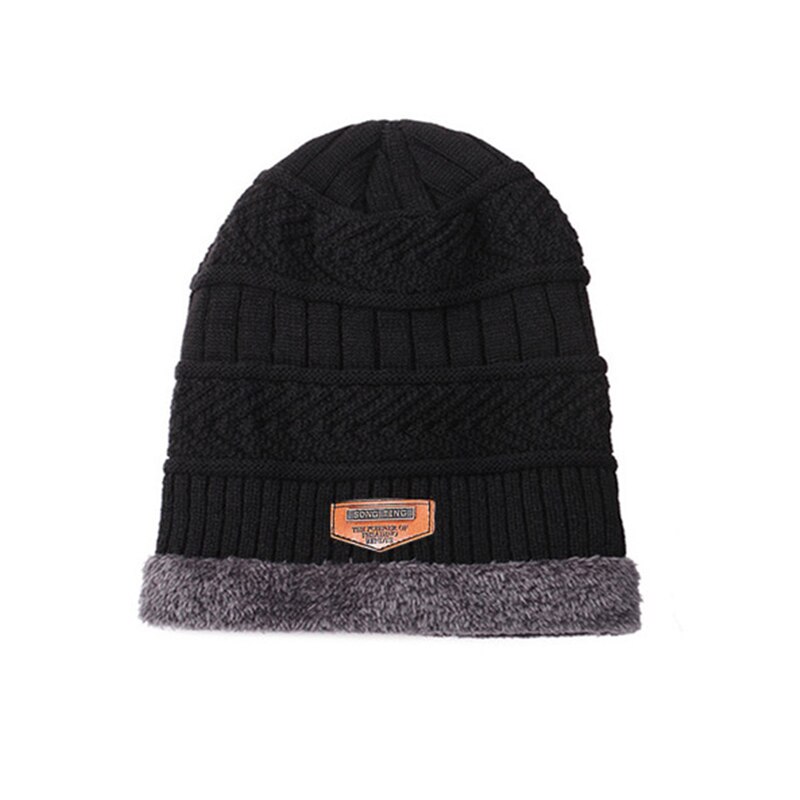Mannen Dikke Winter Hoed, sjaal En Fluweel Warme Ski Muts Sjaal Pak Mannen Beanie Gehoorbescherming Hals Grote Maat Katoen Gezichtsmasker: Black-1