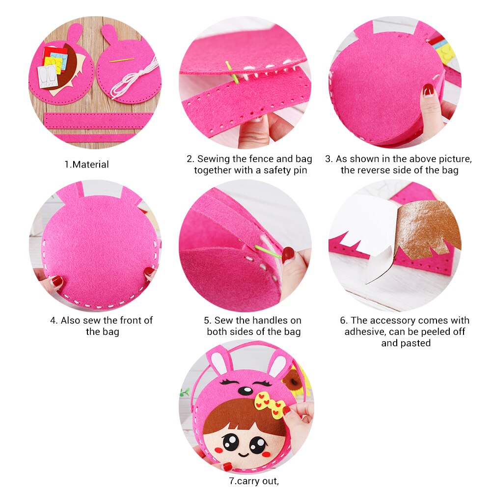 6Pcs Non-Woven Cloth DIY Bags Sewing Craft Toy Bag Handmade DIY Handmade Bag Cartoon Animal Tote Bags for Birthday