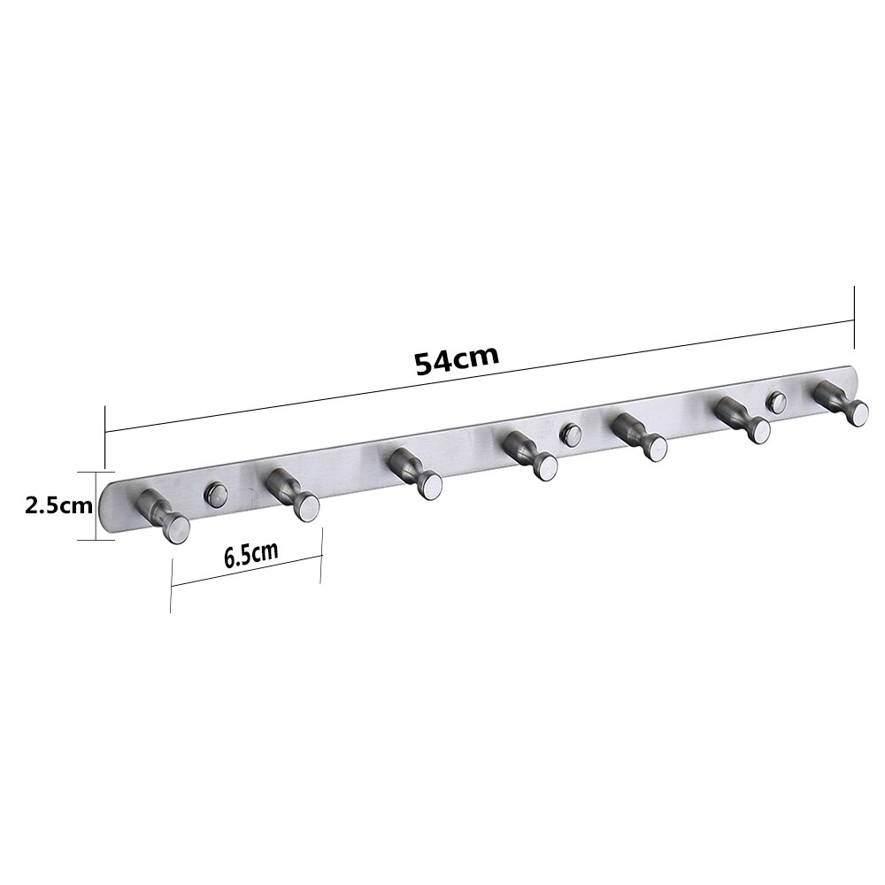 Wire Drawing Hook Wall Mounted 3-7 Holes Hooks Kitchen Wall Door Clothes Towel Hat Row Hooks Robe Hooks Hanger For Hanging: 7-hooks