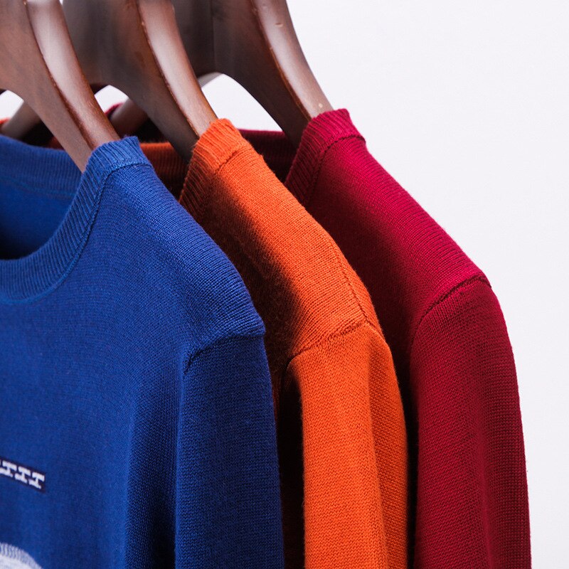 Høst vinter genser herre rund krage stripete bomullsgensere slim fit pull homme strikk 2022