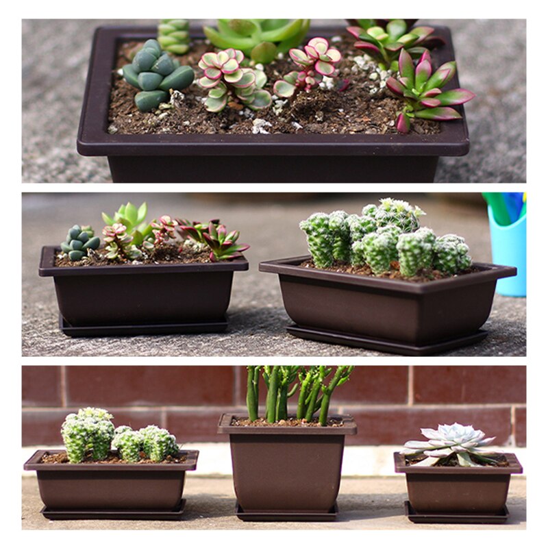 Imitatie Paars Zand Plant Tray Voor Plastic Bloempot Balkon Vierkante/Rechthoekige/Hexagon Potten Bonsai Kom Tuin Decoratie