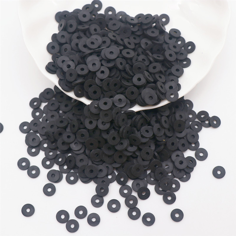 Flat Round Polymer Clay Beads Chip Disk Loose Spacer Handmade Boho Slice Beads For DIY Jewelry Making Bracelets: 01black