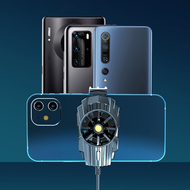 Phone Cooler with USB Rechargable Cable for Android and iOS Portable Radiator Mini Mobile Cooling Fan for Game Playing