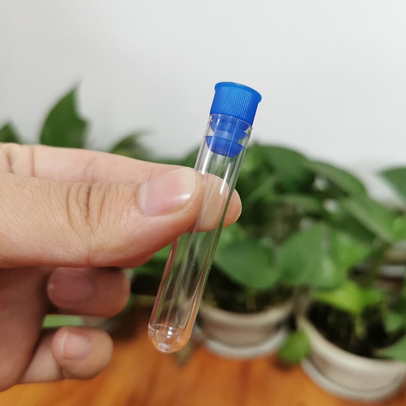 20 Pcs Transparent Laboratory Transparent Plastic Test Tube Round Bottom Tube Sample Bottle With Push Cover Laboratory Supplies