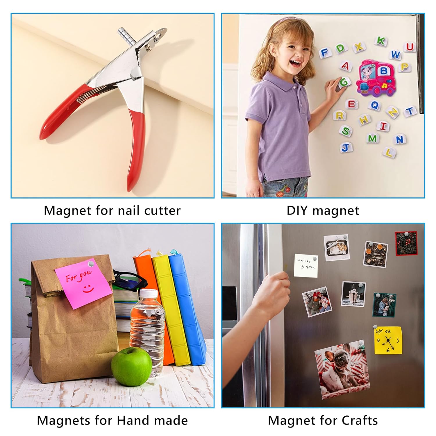 Små magneter i , 4 forskellige størrelser, små magneter, mini køleskabsmagneter, gør-det-selv-magnet, multifunktionel til kontor, hobby og videnskab
