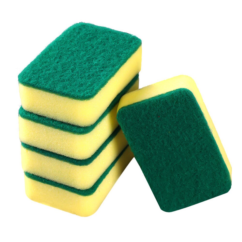 5pcs Dishwashing Sponge Dish Bowl Scouring Pad Pan Cleaner Clean Rub Pot Rust Focal Stains Sponge Removing Kit Kitchen Tools: Default Title