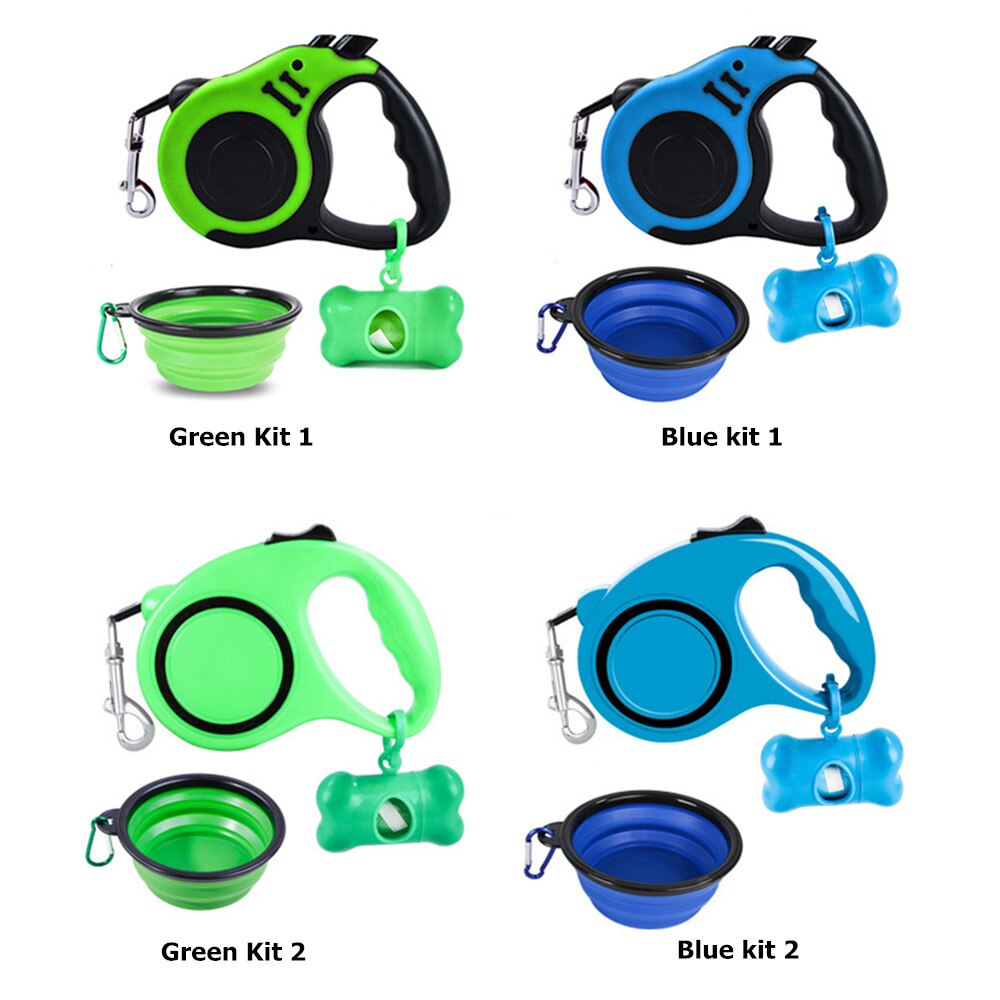 5M Retractable Dog Leash with Dog Waste Bag Dispenser &amp; Bags Dog Bowl Heavy Duty Walking Leash For Dogs Pet Puppy Leash Kit