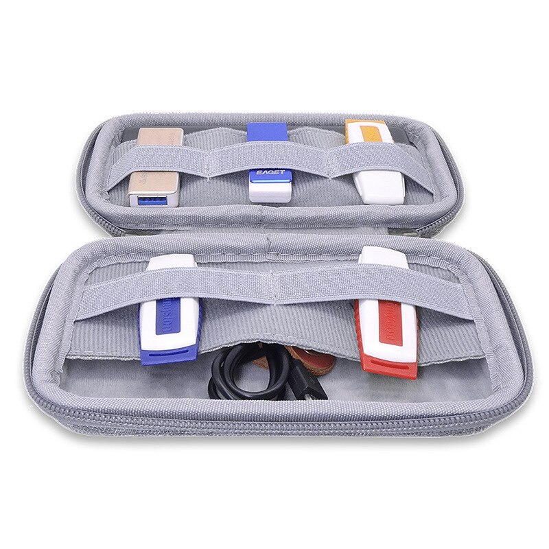 Hard shell bag Grey Travel Carrying Protective Case for USD Disk Key electronic device cable USB External Hard Disk Drive HDD