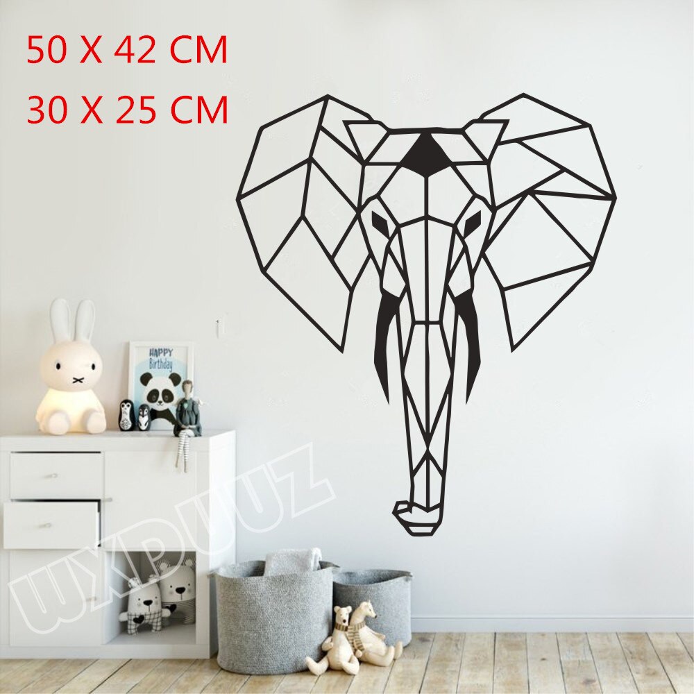 Dyr løve elefant geometrisk vægmaleri vinyl applikation fly transfer kunst overføringsbilleder børneværelse dekoration wallstickers  d29: 3 / Stor