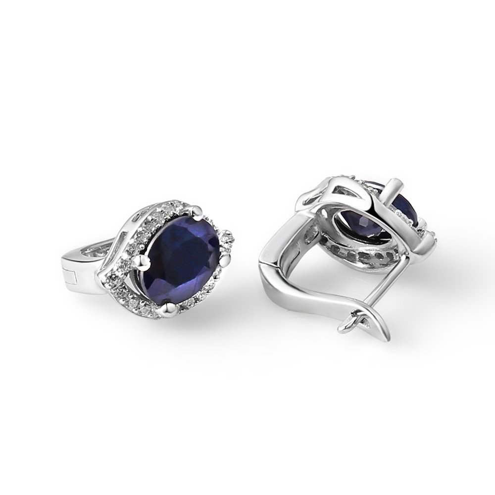 Gem's Ballet 3.26C saphir bleu naturel pierres précieuses Vintage boucles d'oreilles en argent Sterling 925 bijoux fins pour les femmes directe