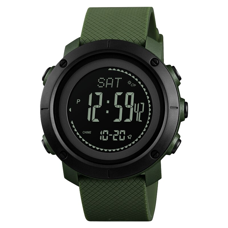 Relojes deportivos profesionales para exteriores, reloj electrónico Digital con brújula de mujer para hombre, podómetro, reloj de presión, reloj Masculino: Green Black