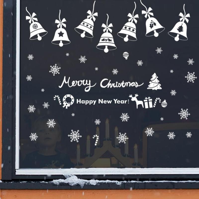 Diy christmas wallsticker stue dekal vindu utstillingsvindu glass nisse ugler tre snøflak år juledekor: 04