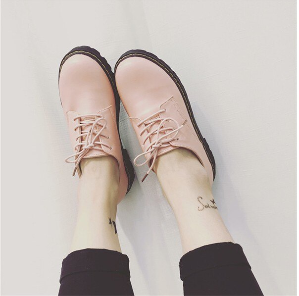 Styl angielski oksfordzie damskie moda jesienne buty kobieta buty na płaskiej podeszwie z okrągłym noskiem platforma Casual Vintage buty piękne buty damskie