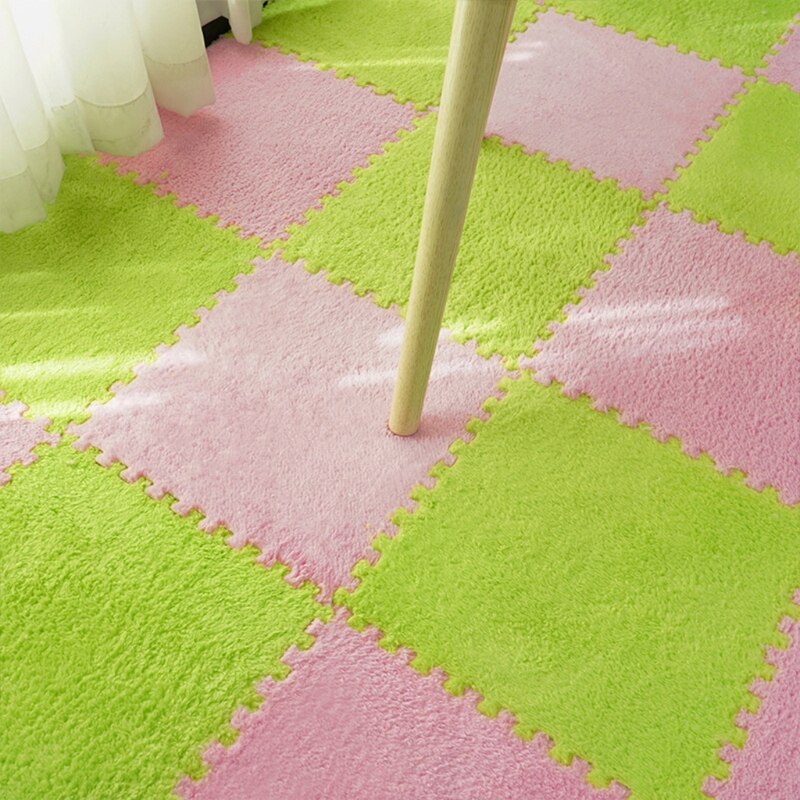 Tapis de jeu en peluche pour bébé et enfant, puzzle à faire soi-même, pour sol, carreaux de mousse carrés imbriqués