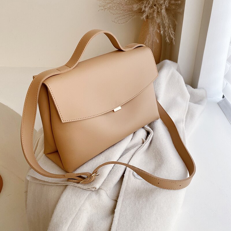 Vintage Female Tote Bag PU Leather Women's Handbag High capacity Shoulder Messenger Bag: Khaki