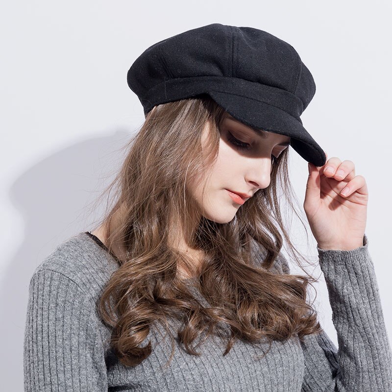 Boina de lana para mujer, gorro de , estilo informal,