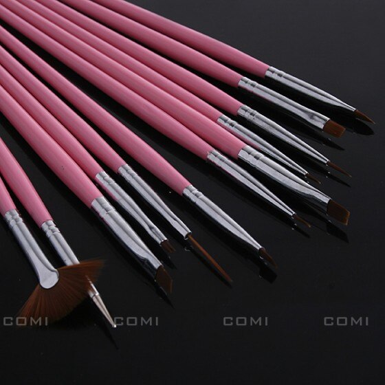 15 stks UV Gel Roze Playdough Ambachten Gekleurde Borstels Art Pen Schilderen Puntjes Brush Set Klei Ambachten Gereedschap