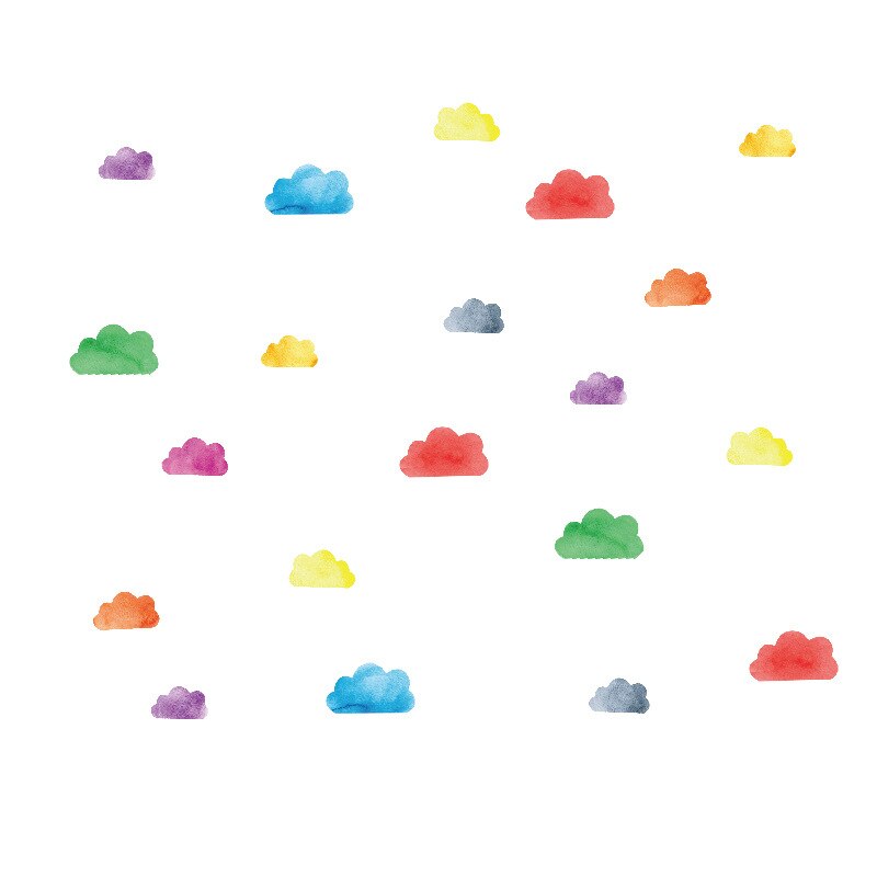 Stickers muraux de planète arc-en-ciel et nuage, stickers créatifs, pour chambre d'enfant et maternelle, pour chambre de bébé ou de fille, DIY bricolage: D