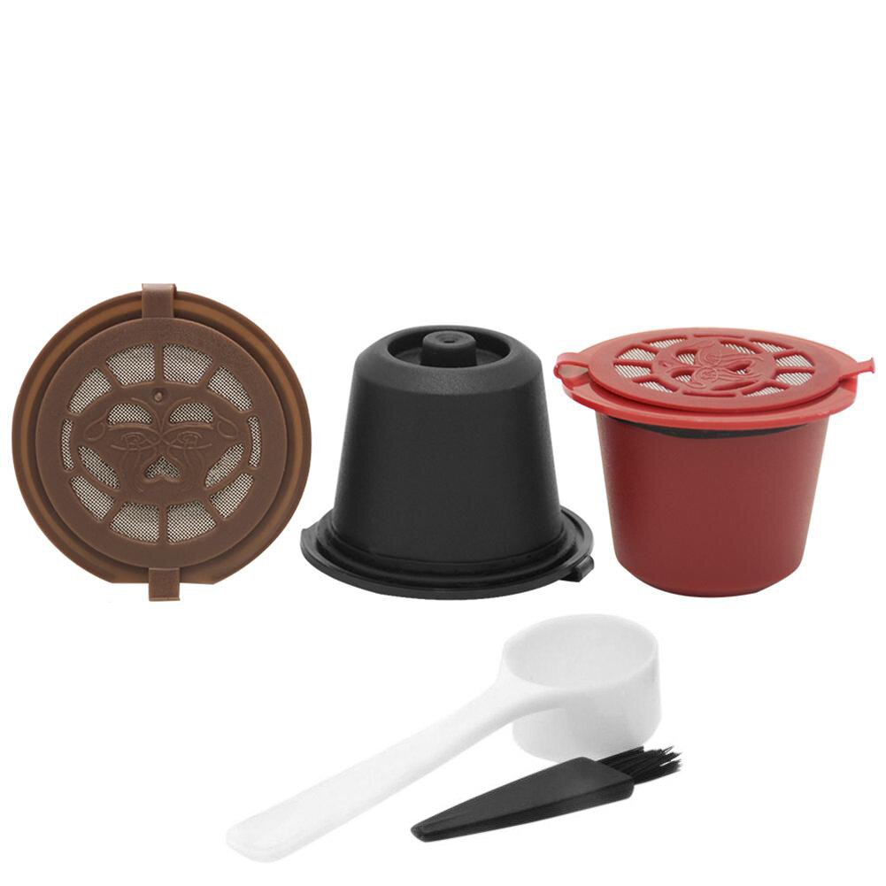 3Pcs Hervulbare Koffie Capsule Filter Cup Voor Nespresso Dolce Gusto Herbruikbare Cap Met Lepel Borstel Filter Manden Pods Coffeeware: 3 Color