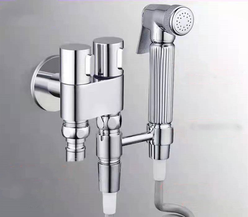 Pesukoneen hana kaksikäyttöinen kylpyhuoneen bideehanasarja seinälle kiinnitettävä kromi musta messinki pesuhana: Sininen