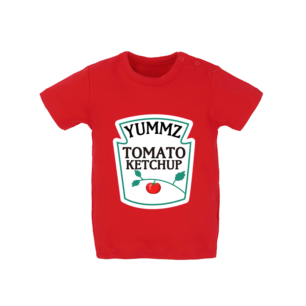 2018 Nuovo Disegno Yummz Pomodoro Ktechup e Giallo Senape T-Shirt Giallo e Rosso Del Bambino di 1-4 t