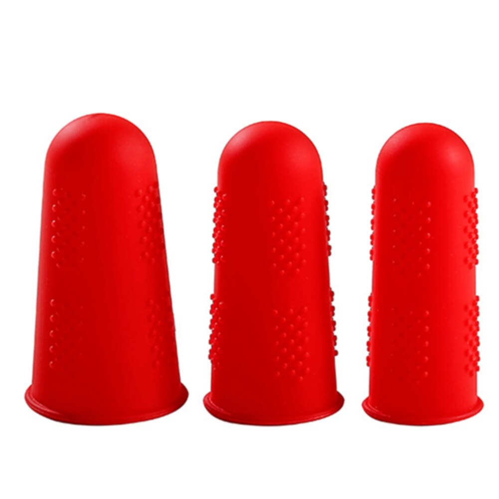 3/5Pcs Plaat Multicolor Caps Duurzaam Effen Siliconen Elasticiteit Thuisgebruik Anti-Slip Vinger Beschermers Hoge Temperatuur slip: Red / 3pcs